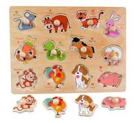 LLTCMYGS Puzzle à Boutons Montessori des 12 Animaux du Zodiaque Chinois, Jouet pour Le développement cognitif précoce