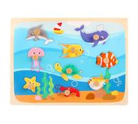 LLTCMYGS Puzzle à Chevilles en Bois sur Le thème du Monde sous-Marin pour Tout-Petits, Puzzle Montessori pour Le développement des compétences motrices Fines