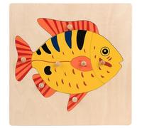 LLTCMYGS Puzzle de Panneau de Bouton d'animal Montessori, Jouets de Puzzle de développement préscolaire pour Enfants,Fish