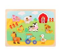 LLTCMYGS Puzzle en Bois Montessori avec Animaux de la Ferme, Planche de Jeu pour Le développement des habiletés motrices Fines chez Les Enfants
