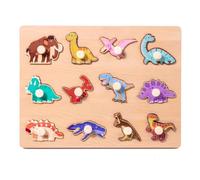 LLTCMYGS Puzzle en Bois Montessori avec Animaux, Fruits et légumes, Jouet éducatif pour développer la motricité Fine,Dinosaurs