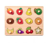 LLTCMYGS Puzzle en Bois Montessori avec Animaux, Fruits et légumes, Jouet éducatif pour développer la motricité Fine,Fruits