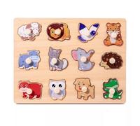 LLTCMYGS Puzzle en Bois Montessori avec Animaux, Fruits et légumes, Jouet éducatif pour développer la motricité Fine,Animals