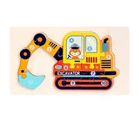 LLTCMYGS Puzzle en Bois Montessori en Forme de véhicule, Jouet pour Le développement de la motricité Fine,Excavators