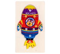 LLTCMYGS Puzzle en Bois Montessori en Forme de véhicule, Jouet pour Le développement de la motricité Fine,Rockets