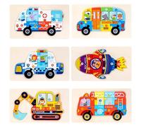 LLTCMYGS Puzzle en Bois Montessori pour Tout-Petits, Ensemble de Puzzles en Forme de véhicules numérotés