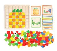 LLTCMYGS Puzzle en Bois mosaïque 120 pièces, Ensemble de Blocs de Motifs Montessori, Jouet STEM de tri de Formes 3D