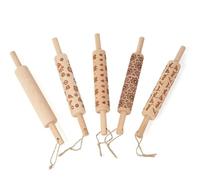 LLTCMYGS Rouleau à pâtisserie imprimé Montessori en Relief Enseignant Le SIDA, Rouleaux à pâtisserie ménagers en Bois (5 pièces)