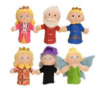 LLTCMYGS Set de marionnettes à Main Conte de fées Montessori Roi, Princesse et Prince, Jouets de Jeu de rôle (6 pièces)