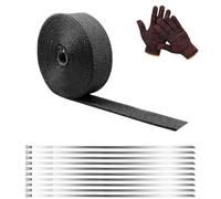 LLTLGF 6M*5CM Bande Isolant Thermique Céramique pour Tuyeau Manifold Noir,10 attaches de câble en Acier Inoxydable,Moto Bande Isolante Thermique,Pour collecteur de moto Protection thermique