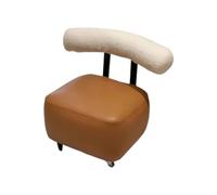 lluofeng Générique Tabouret avec structure en bois et roues universelles, tabouret bas avec dossier pour salon et table à langer (Jaune)