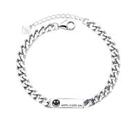 lluoqian Bead Bracelet chaîne style coréen en argent S925 - Bijou rétro minimaliste et polyvalent Happy Smile for femme