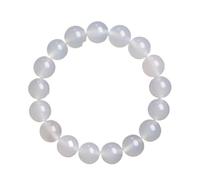 lluoqian Bead Bracelet en agate naturelle - Bracelet unisexe à perles polies, bijou en cristal multicolore for un usage quotidien(White agate,12MM)