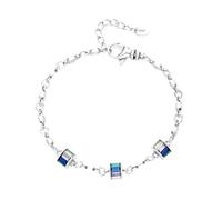 lluoqian Bead Bracelet en argent S925 et zircon arc-en-ciel - Taille fine et carré - Bijou personnalisé for femme