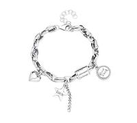 lluoqian Bead Bracelet hip-hop à grosse chaîne en argent S925 - Breloque étoile/cœur personnalisée - Bijou for femme