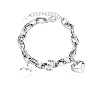lluoqian Bead Bracelet multi-éléments en argent S925 - Breloque cœur/lettre 3D - Bijou minimaliste et tendance for femme