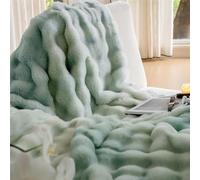 lluoqian Couette Couverture épaisse en Fourrure de Lapin, Couverture Polaire Chaude de Luxe for canapé et Bureau(Colorful Green,180x200cm)