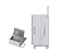 lluoqian Léger Bagage Spinner épais de Grande capacité : étui en ABS à Blocs de Couleurs avec Couche de Poche Avant de 20 à 28 Pouces(Luxurious Silver,20 inches)