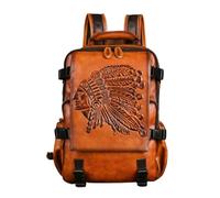 lluoqian Soft Sac à dos en cuir pleine fleur for homme - Sac de rétro de grande capacité, effet vieilli à la main, style vintage(Brown Coffee)