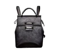 lluoqian Soft Sac à dos femme en cuir pleine fleur tanné végétal - Sac multifonction rétro vieilli à la main(Black)