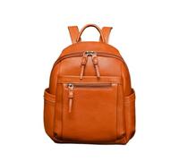 lluoqian Soft Sac à dos unisexe en cuir pleine fleur - Sac rétro à compartiments multiples de grande capacité, style vintage(Retro Brown)