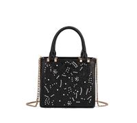 lluoqian Soft Sac à oreiller brodé en PU avec perles - Sac à main et bandoulière de petite capacité avec fermeture magnétique for le quotidien et les fêtes(Black)