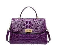 lluoqian Soft Sac bandoulière femme en cuir pleine fleur effet crocodile, style urbain minimaliste(Purple)
