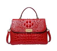 lluoqian Soft Sac bandoulière femme en cuir pleine fleur effet crocodile, style urbain minimaliste(Red)