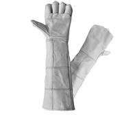 lluoqian Veterinarian Gants anti-morsures en cuir pleine fleur de qualité supérieure, gants robustes for la manipulation et le soudage des animaux for le dressage des chiens(60cm white)