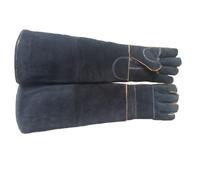 lluoqian Veterinarian Gants de manipulation d'animaux Anti-morsure robustes, gants en cuir épais for chiens, chats et reptiles(Black)