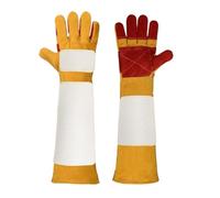 lluoqian Veterinarian Gants en cuir extra longs, gants anti-morsures for manipulation d'animaux et gants de soudage résistants à la chaleur(60cmYellow)