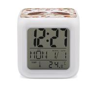 LLUTSNTH Nature Lovely Hedgehog Lovers Petit réveil numérique LED Horloge décorative portable avec 7 couleurs de veilleuse et affichage de la température - Minuteur de sommeil pour chambre à coucher