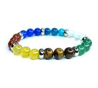 LLUXIA Bracelet 7 Chakras en Pierres Naturelles - Perles 8mm - Bijou Énergétique d’Harmonisation & Équilibre - Lithothérapie Bien-être Reiki - Cadeau Femme & Homme