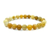 LLUXIA Bracelet en Jade Jaune Naturel 8mm - Bijou Énergétique de Vitalité & Optimisme - Pierre naturelle Semi-Précieuse Authentique - Femme, Homme, Ado - Lithothérapie Bien-être