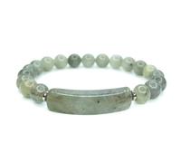 LLUXIA Bracelet en Labradorite Naturelle avec Barrette Centrale - Bijou Énergétique de Protection & Intuition - Pierre Authentique - Cadeau Femme Lithotherapie bien-être Bijou Tendance à la mode