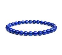 LLUXIA Bracelet Lapis Lazuli Naturel 6mm - Bijou Lithotherapie Énergétique Cadeau unisexe pour Femme et Homme - Pierre Naturelle, Fait Main, Élastique - Bijou Élégant et Discret