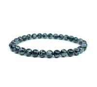 LLUXIA Bracelet Obsidienne Flocon de Neige 6mm - Bijou Lithotherapie Énergétique Cadeau unisexe pour Femme et Homme - Pierre Naturelle, Fait Main, Élastique - Bijou Élégant et Discret