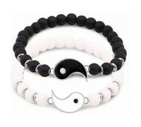 LLUXIA Bracelets Yin Yang en Pierres Naturelles 8 mm - Duo Équilibre & Harmonie - Bijou Spirituel de Couple ou d’Amitié - Cadeau Symbolique Garçon & Fille Adolescent Jeune