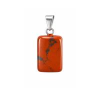 LLUXIA Pendentif en Jaspe Rouge - Pierre Naturelle Rectangulaire Polie - Bijou Énergétique et Lithothérapie - Pour Homme et Femme - Sans Chaîne