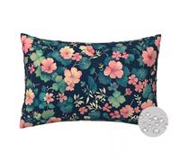 LLWYH Housse de Coussin D'Extérieur 35x55 cm Lot de 2 Impermeable Housses de Coussin Bleu Foncé Taie d'oreiller en Lin Fleur Coussin Decoratif pour Canapé, Salon, Balcon, Jardin -FS92