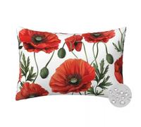 LLWYH Housse de Coussin D'Extérieur 40x60 cm Lot de 2 Impermeable Housses de Coussin Fleur Taie d'oreiller en Lin Coquelicot Coussin Decoratif pour Canapé, Salon, Balcon, Jardin -FS242