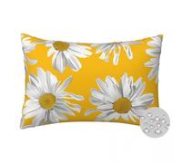 LLWYH Housse de Coussin D'Extérieur 40x60 cm Lot de 2 Impermeable Housses de Coussin Jaune Taie d'oreiller en Lin Marguerite Coussin Decoratif pour Canapé, Salon, Balcon, Jardin -FS80