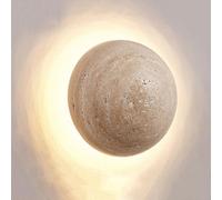 LLXDFUU Applique murale en travertin jaune, interrupteur à chaîne à traction naturel créatif, luminaire mural en pierre Wabi-Sabi, applique murale moderne à LED de chevet 3000K, applique murale de che