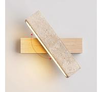 LLXDFUU Applique murale moderne en bois massif rotative 5W Wabi Sabi appliques murales nordique jaune travertin lampe de chevet de chevet pour chambre couloir porche pierre naturelle lampe murale mini