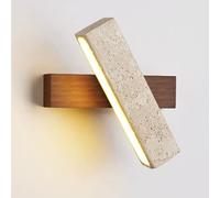 LLXDFUU Applique murale moderne en bois massif rotative 5W Wabi Sabi appliques murales nordique jaune travertin lampe de chevet de chevet pour chambre couloir porche pierre naturelle lampe murale mini