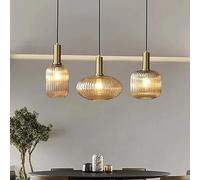 LLXDFUU Creative Bar Décoration Vintage Industriel Moderne Rayé Verre Lustre Plafond en Métal Pendentif Éclairage Mini Abat-Jour Lampe Suspendue Chambre Salle À Manger Couloir Lustre Luminaires