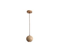 LLXDFUU Élégant Moderne Jaune travertin Pierre Suspension 3 Couleurs en Bois Massif Unique Conception à Deux Boules plafonnier luminaire Suspendu pour Salle à Manger Cuisine îlot Salon Chambre Maison