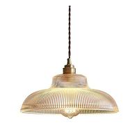 LLXDFUU Lampe pendante en Verre nervuré Nordique rétro Finition en Laiton plafonnier Suspendu créatif Luxe décoration intérieure Lustre pour café loft Restaurant Salon Salle d'étude Chambre E27