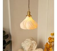 LLXDFUU Luminaire suspendu moderne à encastrer, îlot de cuisine, lampe à suspension Wabi Sabi, lampe à suspension en crème française, finition rayée en céramique, lustre suspendu, luminaire de plafond