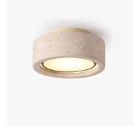 LLXDFUU Plafonnier en travertin Nordique pour couloirs, plafonnier encastré Moderne en Pierre Naturelle, luminaire Rond pour couloirs pour Salon, plafonnier LED Wabi Sabi pour Chambre à Coucher